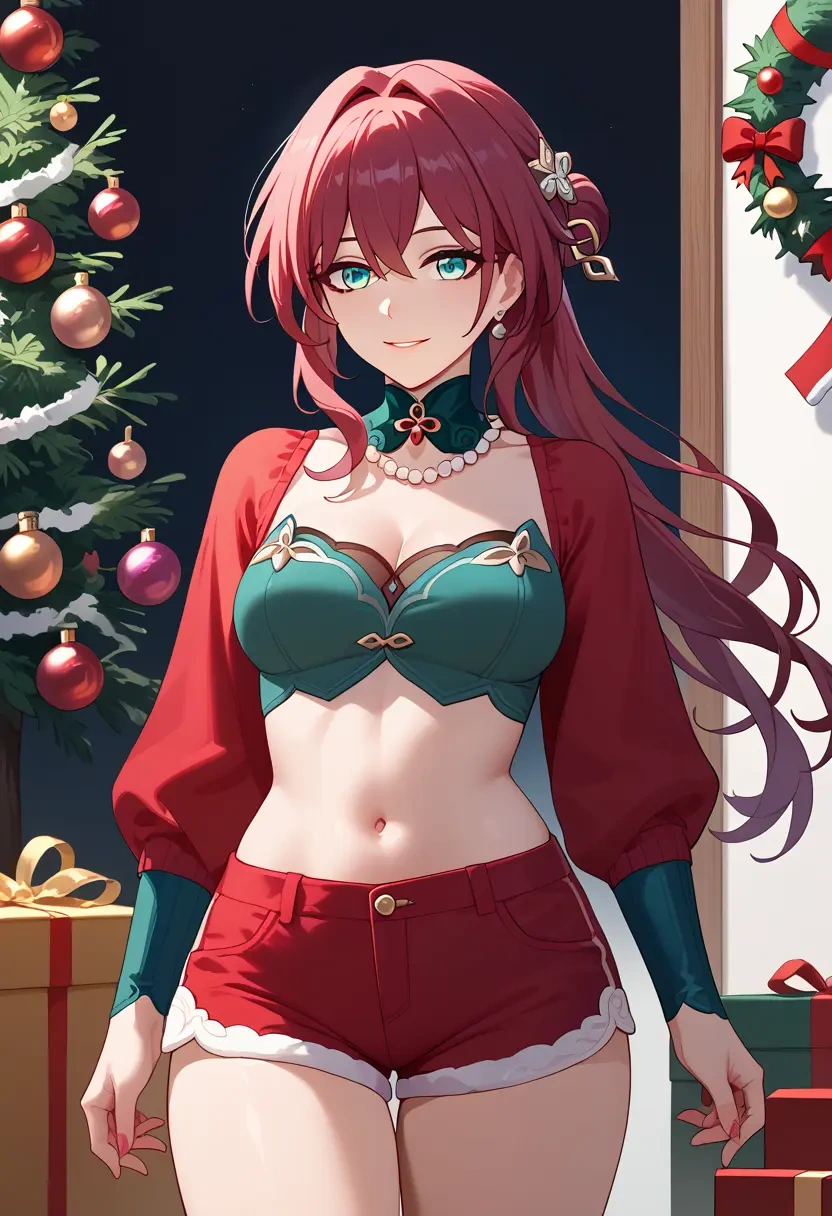 star rail,ruan mei,Christmas,red velvet shorts  - 